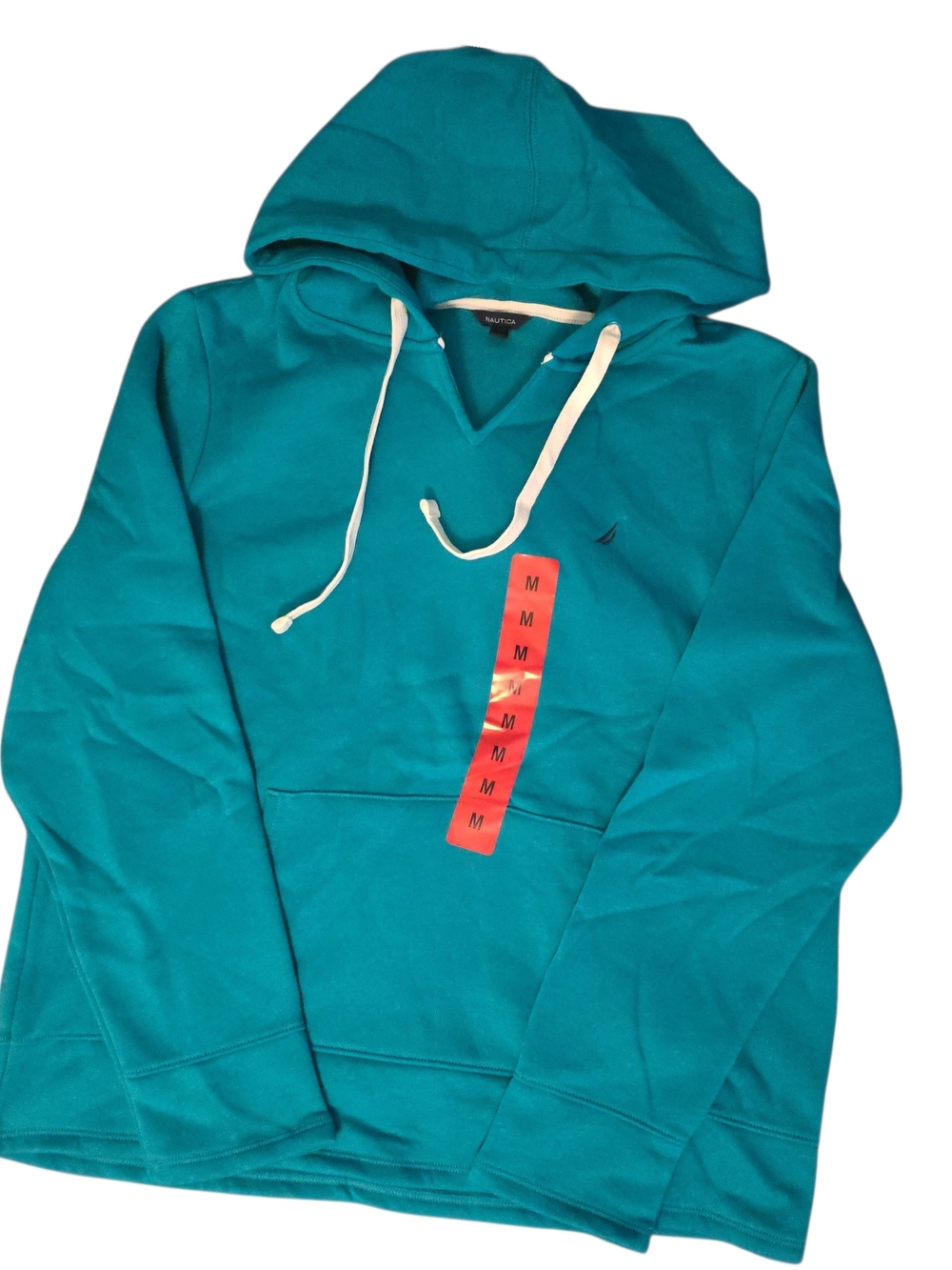Womans Nautica Teal Hooded Pullover Sweater - Medium